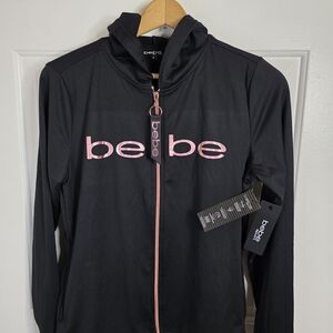Bebe Women's Black Active Jacket with Pink Accents